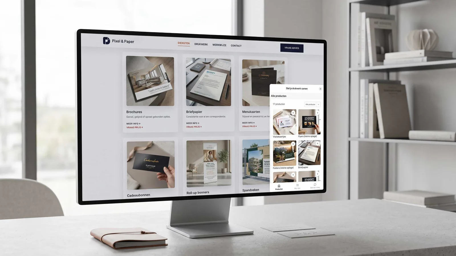 Pixel & Paper website met interactieve productcatalogus