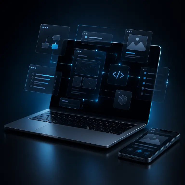 Website- en interfacevisual met focus op moderne digitale ervaringen en performante webontwikkeling.