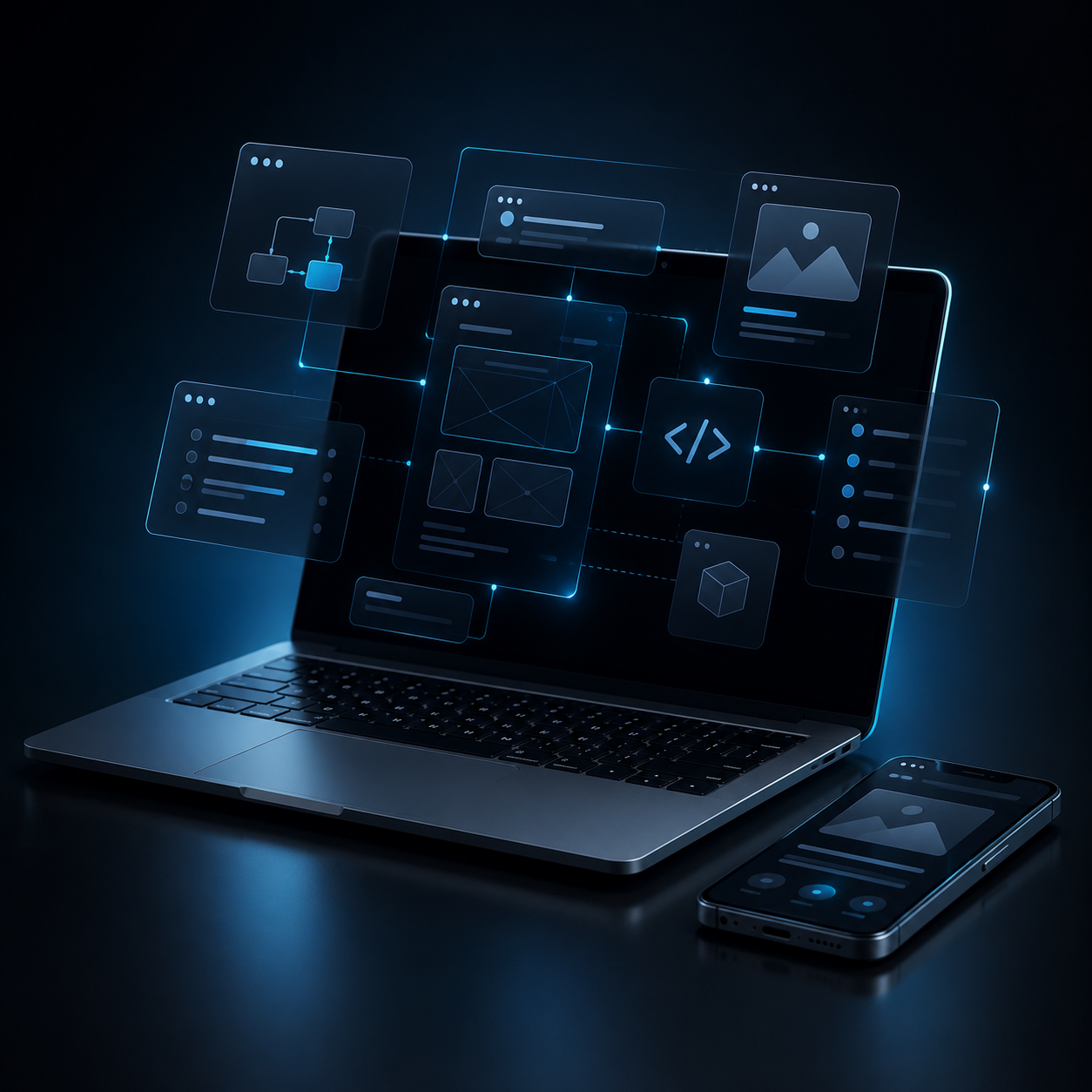 Premium website en webapp showcase op laptop en monitor